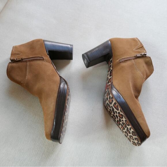 Warren Edwards Ankle Handmade in Italy Boot Brown Suede Chunky Heel 6.5 - Picture 9 of 12